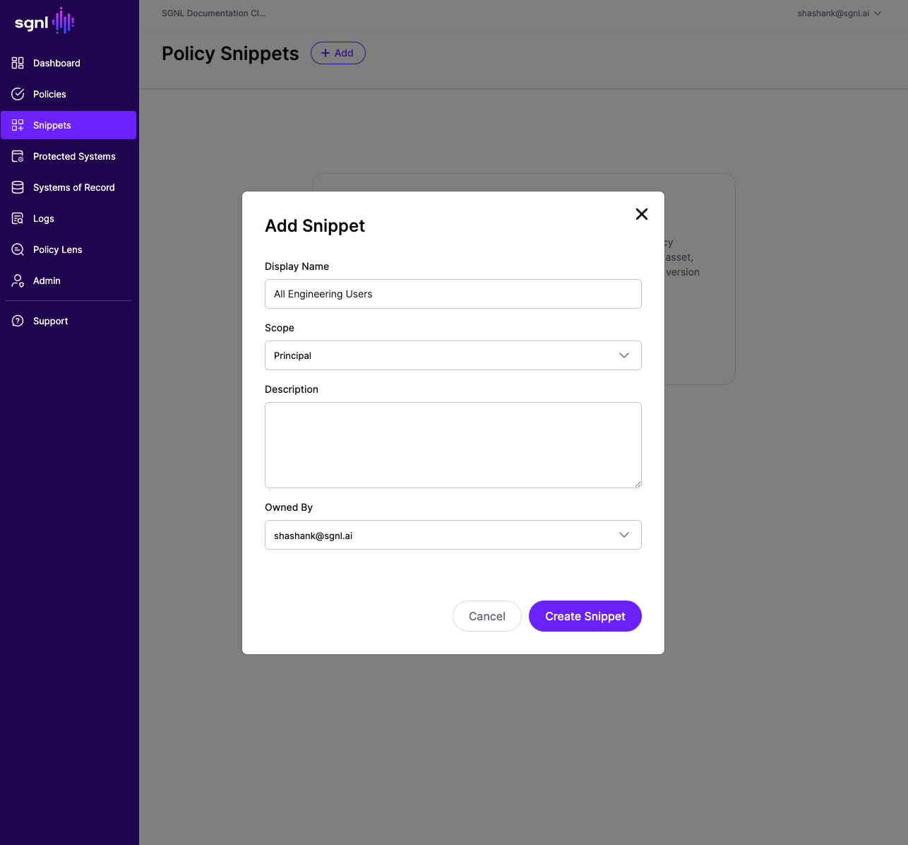 SGNL - Create Policy Snippet